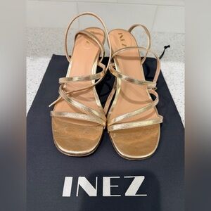 Inez Sofia Gold Strappy Heels